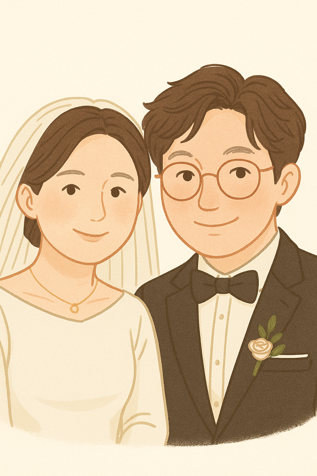 A couple embracing each other, the woman in a white dress and the man in a black tuxedo.